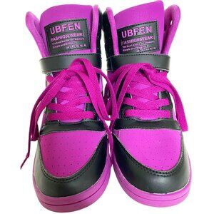 Ubfen Women's Fashion NWOB Magenta/Black Hidden Wedge Sneakers Size 40 (7.5)